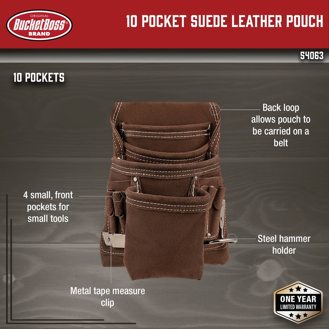 10 Pocket Suede Leather Pouch