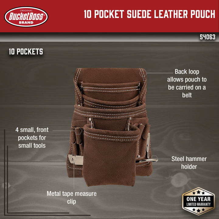 10 Pocket Suede Leather Pouch