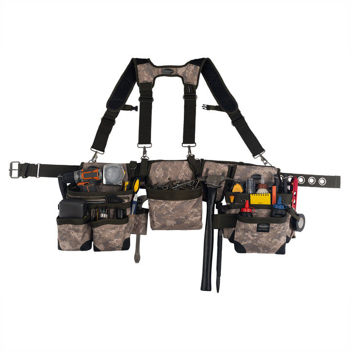 Digital Camo Framer's Tool Belt with Suspenders