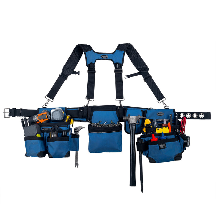 Royal Blue Framer's Tool Belt with Suspenders