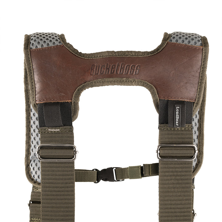 Green Leather Hybrid 19-Pocket Tool Belt with Suspenders