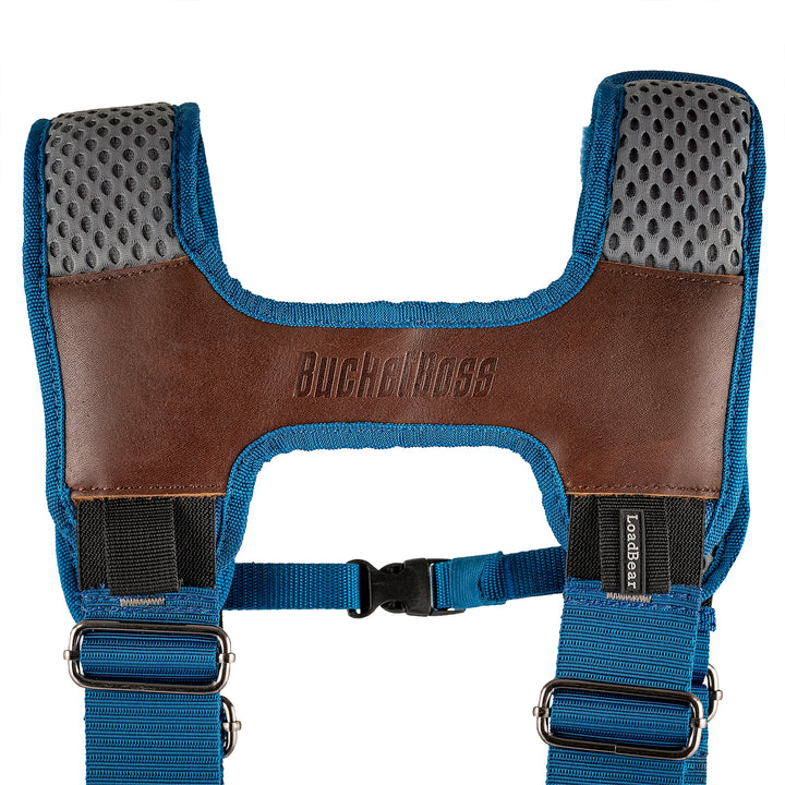 Blue Leather Hybrid 19-Pocket Tool Belt with Suspenders