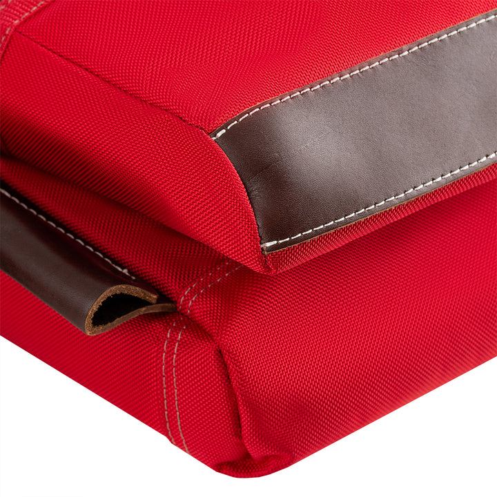 Red Leather Hybrid 19-Pocket Tool Belt with Suspenders