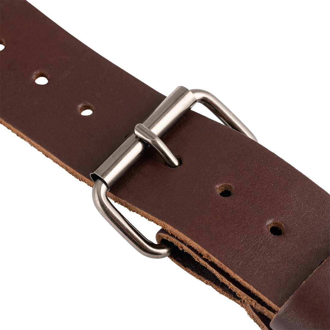 Red Leather Hybrid 19-Pocket Tool Belt with Suspenders