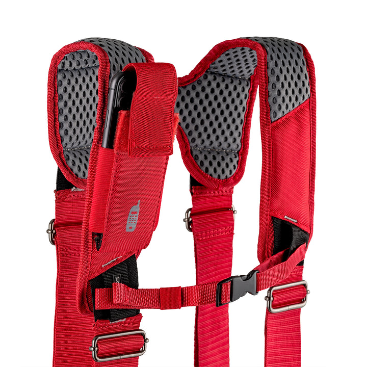 Red Leather Hybrid 19-Pocket Tool Belt with Suspenders