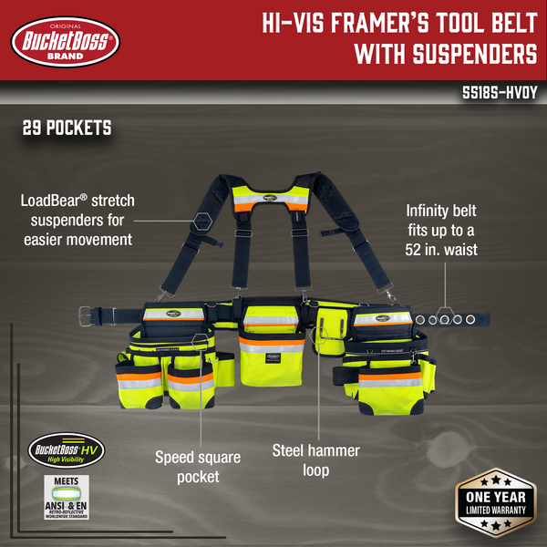 Framer's Tool Belt with Suspenders