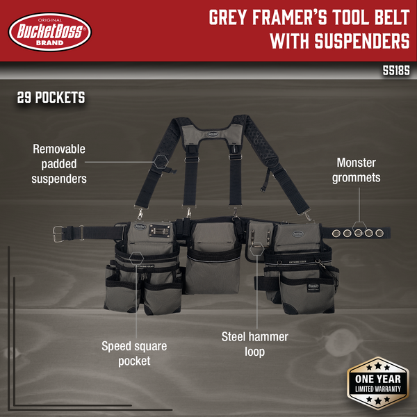 Framer's Tool Belt with Suspenders