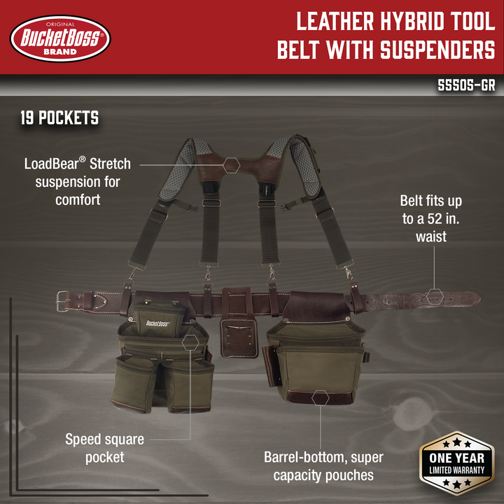 Green Leather Hybrid 19-Pocket Suspension Rig