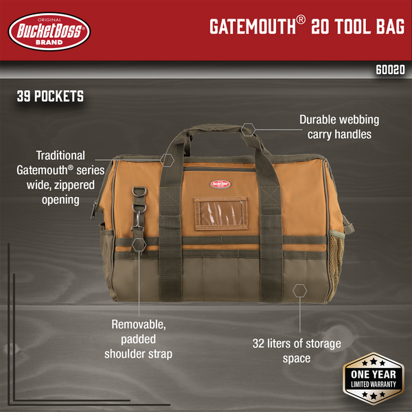 Bucket Boss Gatemouth 20 Tool Bag 60020 from Bucket Boss - Acme Tools