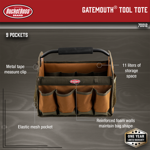 GateMouth Open Face Tool Bag by Bucket Boss