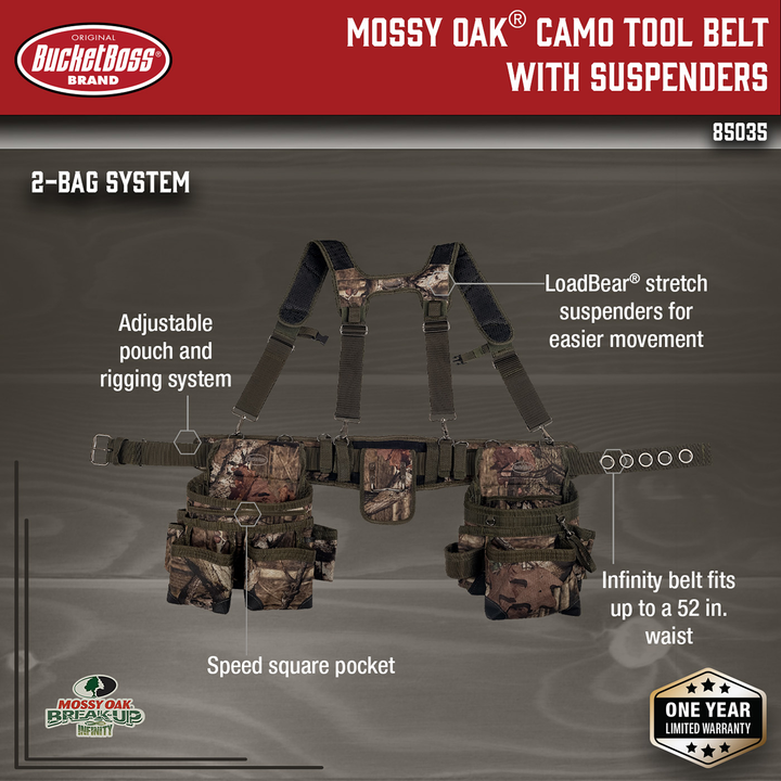 Mossy Oak® Camo Tool Belt with Suspenders