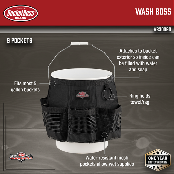 BUCKET BOSS Auto Boss Wash Boss 5 Gal. Bucket Car Accessory Organizer for Car  Wash Cleaning or Car Detailing Supplies AB30060 - The Home Depot