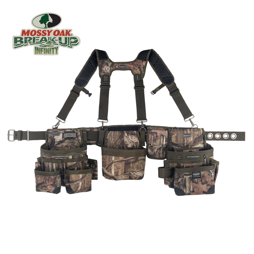 Mossy Oak® Camo Framer's Tool Belt with Suspenders – Bucket Boss