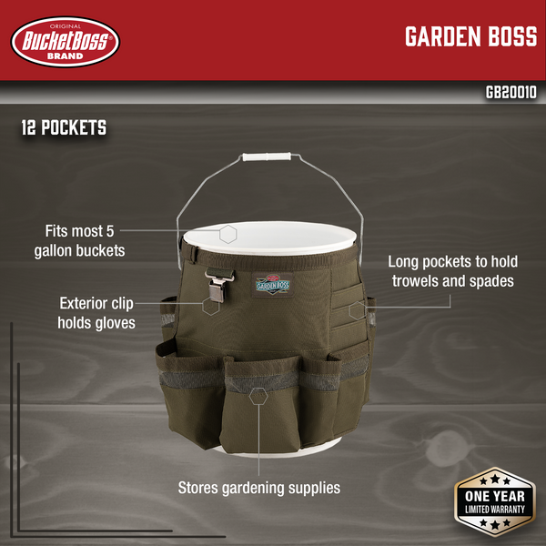 Durable 5 Gal Bucket Tool Bag Holder Gardening Canvas Organizer Storage  Pockets